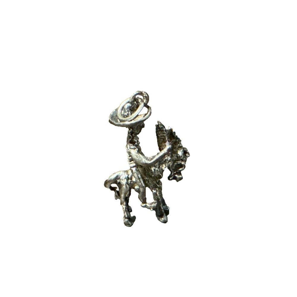 Vintage Sterling Donkey with Spanish Man Charm - Detailed 3D Pendant